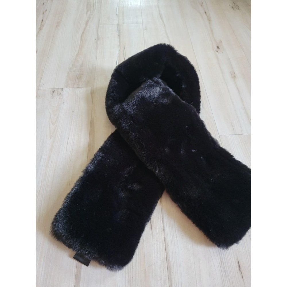 Surell‎ faux fur scarf black soft neck winter coat
